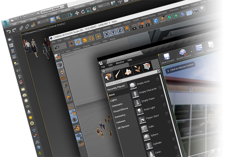 STILL RENDERS & ANIMATIONSNATIVE PLUGINS FOR 3DS MAX, CINEMA 4D & UNREAL ENGINE!