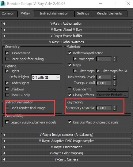 irradiance map vray settings